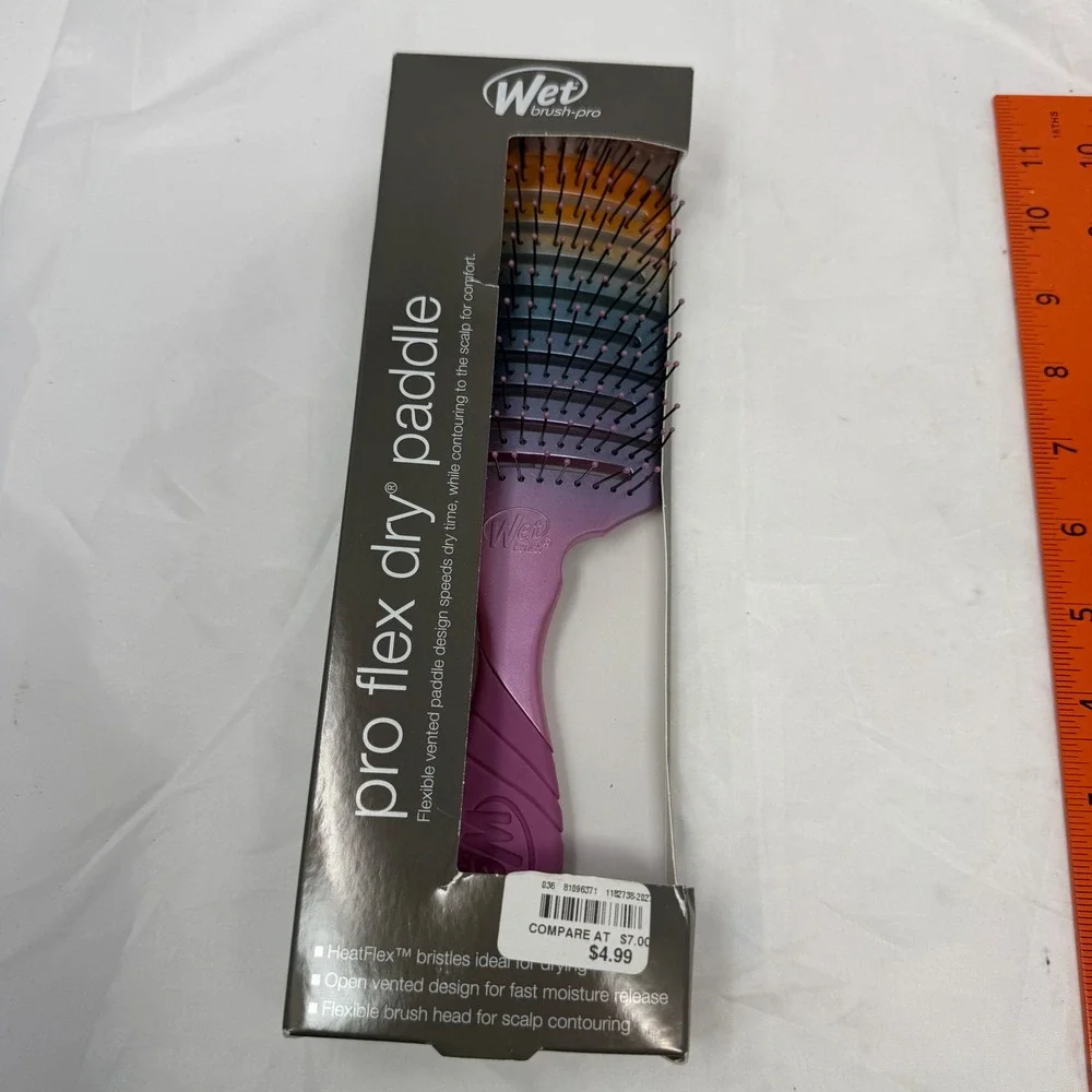 Wet Brush Pro Flex Dry Paddle Ombre Purple Blue Vented Hair Brush HeatFlex NEW